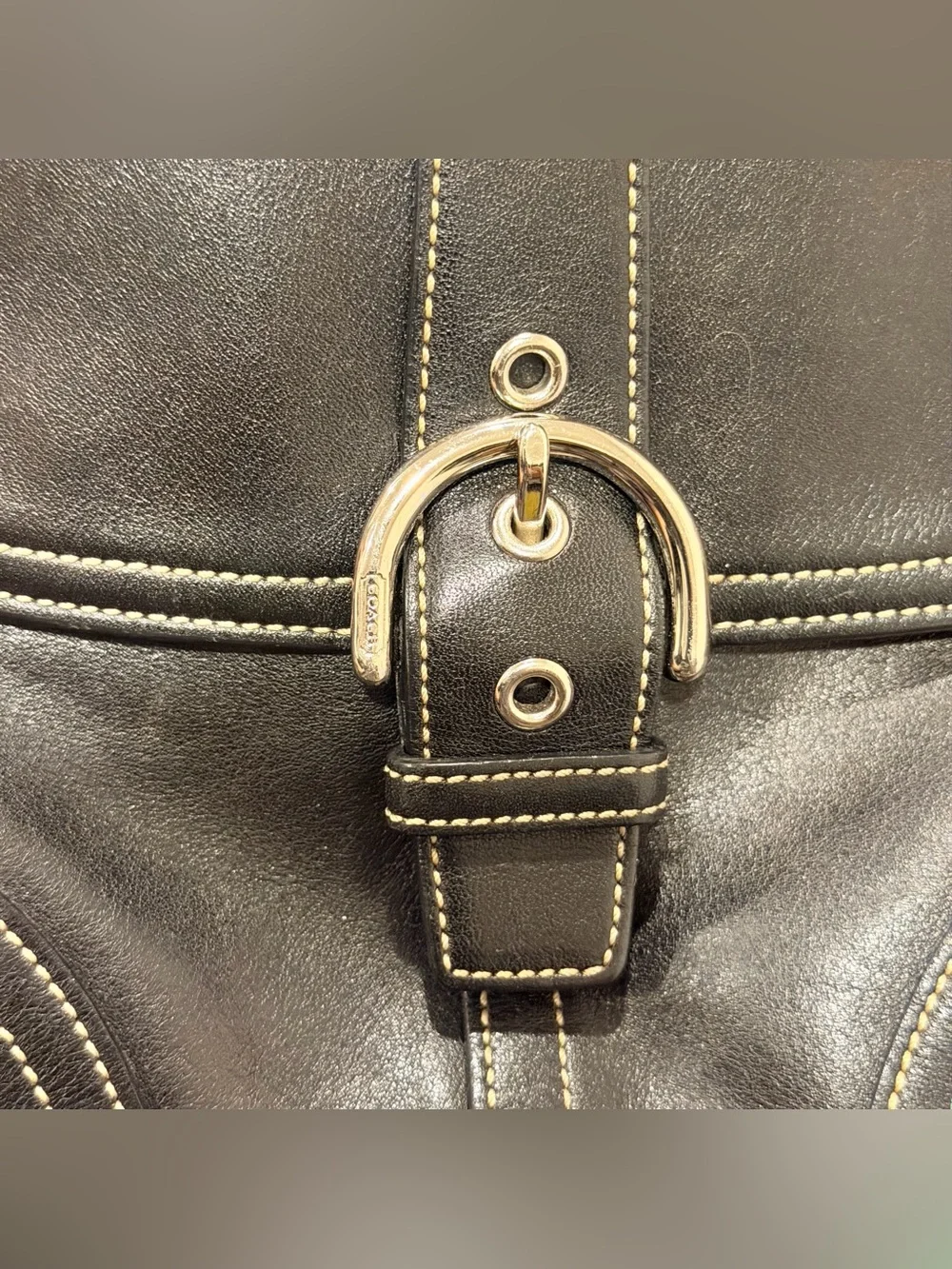 Vintage Coach Soho Black Leather Crossbody With Front Flap Y2K